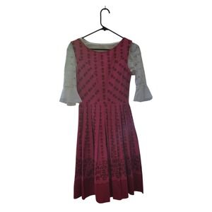 VTG German Baumwolle Dirndl Dress Oktoberfest 40 XS‎ Crop Top 2 Piece Pink 70s